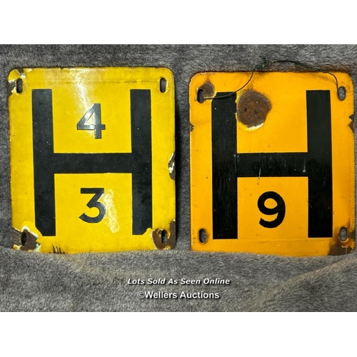 130 - Two enamel Hydrant marker signs, 18x20cm / AN25