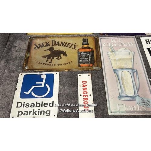 194 - Assorted reproduction metal signs including Soconay-Vacuum Mobilegas (10)