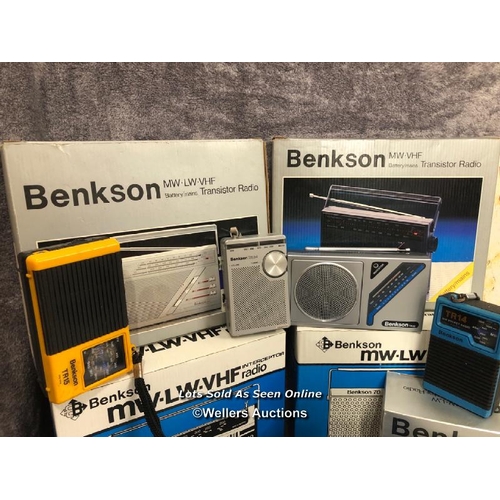 227 - A collection of vintage Benkson transistor radios, models including TR58, TR59, TR34, TR15 and more,... 