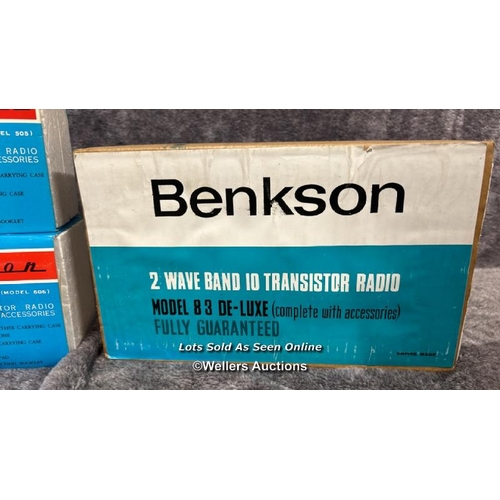 230 - Collection of six vintage boxed Benkson radios including model 909,  from the private collection of ... 