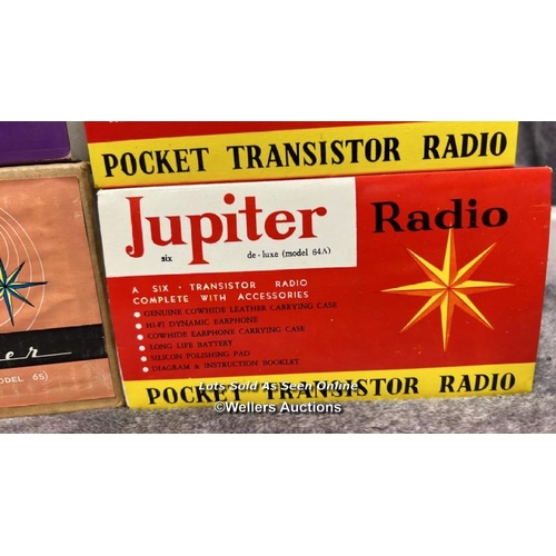 232 - Seven vintage boxed transister radios including Saturn, Jupiter and Retra, from the private collecti... 