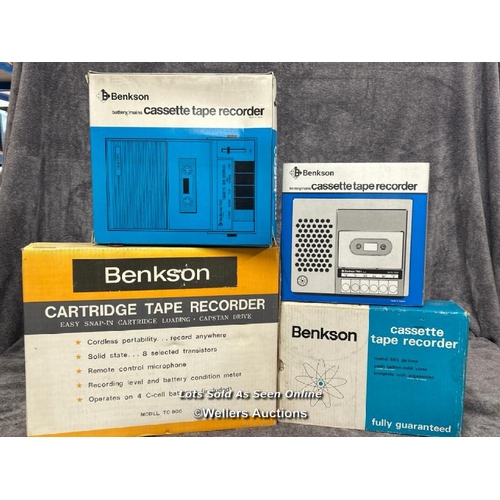 235 - Four vintage boxed Benkson cassette tape recorders including model TC-808,  from the private collect... 