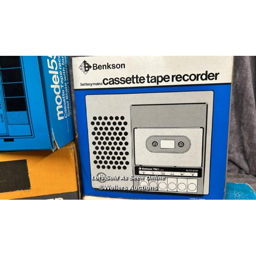 235 - Four vintage boxed Benkson cassette tape recorders including model TC-808,  from the private collect... 