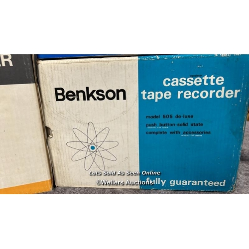 235 - Four vintage boxed Benkson cassette tape recorders including model TC-808,  from the private collect... 