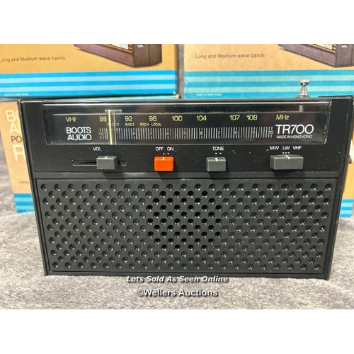 239 - Six vintage 1980's Boots radios including four R50 models, from the private collection of the founde... 