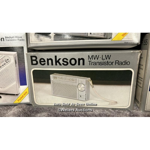 240 - Seven boxed vintage Benkson radios,  from the private collection of the founder of Benkson