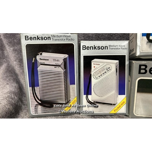 240 - Seven boxed vintage Benkson radios,  from the private collection of the founder of Benkson