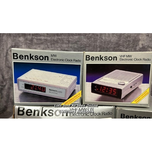 241 - Four vintage boxed Benksons radio alarm clocks,  from the private collection of the founder of Benks... 