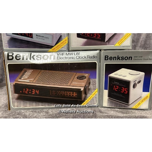 241 - Four vintage boxed Benksons radio alarm clocks,  from the private collection of the founder of Benks... 