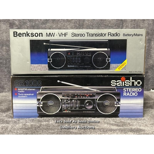 242 - Two retro sterio radios, Saisho SR1000 sterio radio and Benkson STR33,  from the private collection ... 