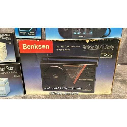 243 - Five boxed vintage Benkson products including radios and radio alarm clocks,  from the private colle... 