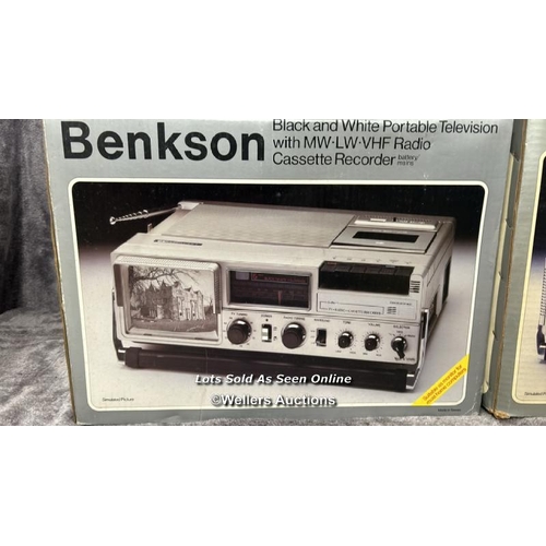 245 - Three vintage Benkson portable B/W televisions including model PTV1 with intergrated tape recorder a... 