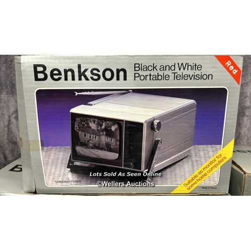 245 - Three vintage Benkson portable B/W televisions including model PTV1 with intergrated tape recorder a... 