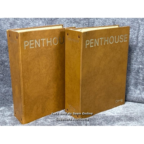 256 - Vintage 1983 Penthouse magazines in binders, vol.18 issues 1-9 and vol.19 issues 1-11 with a christm... 