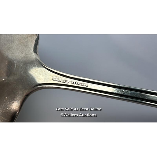 319 - Art Deco style ladle stamped 'SSMC STERLING', 52g, 16cm long / SF