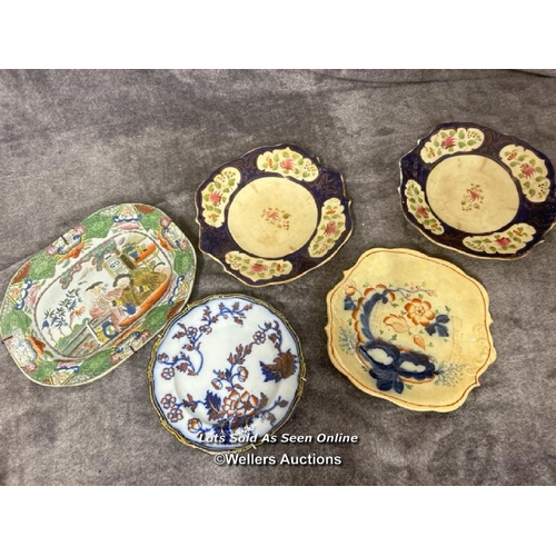 270 - Mason's oval platter with Chinese design and four other old plates including Adam8 / AN34