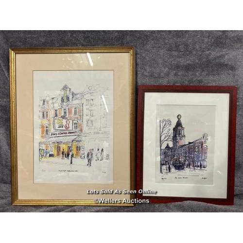 305 - Two prints by the same artist numbered 3/300 and 1/300, largest 28x39cm