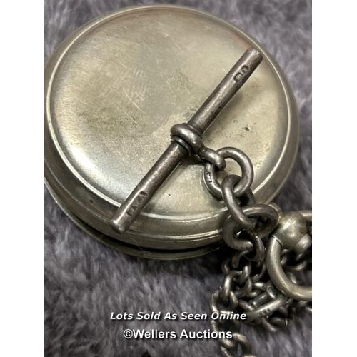 312 - A floating compass with hallmarked silver chain and silver hallmarked button hook / T42