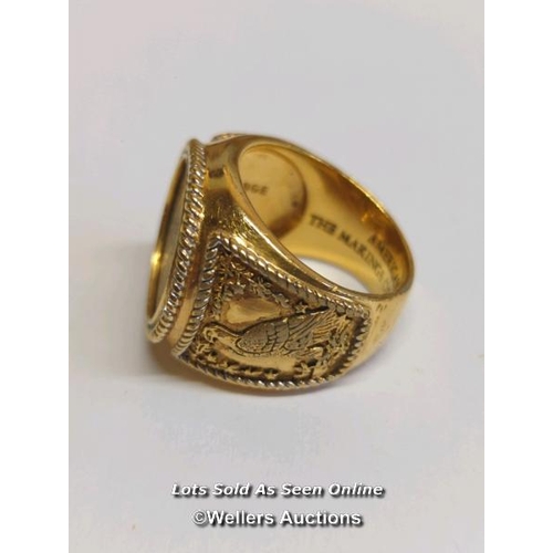 338 - American Liberty ring, gold plated, ring size V / SF