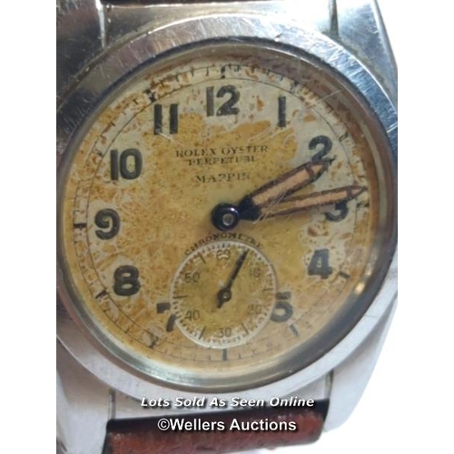 351 - Gents Rolex Oyster Perpetual 1930's stainless steel wristwatch with Arabic numerals and subsidiary d... 