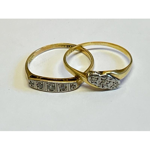 365 - Two illusion set diamond rings, both stamped 18ct and pt. Ring sizes Q and R, gross weight 3.72g / S... 