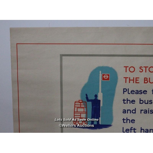 172 - Original 1939 London Transport double-royal POSTER ''To stop the Bus'' by 'Beath' (John Miles Flemin... 