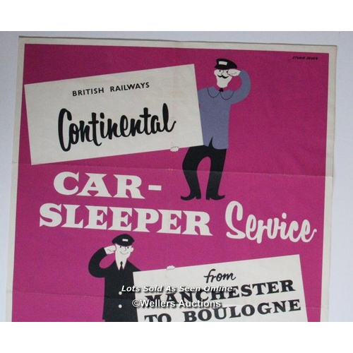 175 - Vintage British Railways poster 'Continental Car Sleeper Service from Manchester to Boulogne via Dov... 