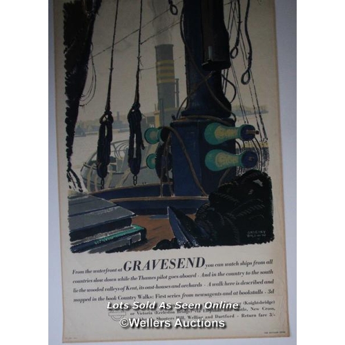 177 - Vintage London Transport poster 'Gravesend' by Gregory Brown c1937, double royal, 40 x 25 inches, ex... 