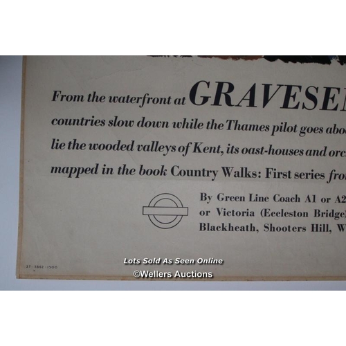 177 - Vintage London Transport poster 'Gravesend' by Gregory Brown c1937, double royal, 40 x 25 inches, ex... 