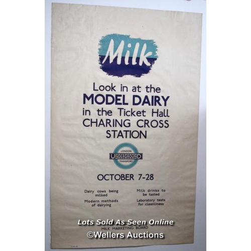 182 - Original 1935 London Transport double-royal poster 'Model Dairy in the Ticket Hall, Charing Cross St... 