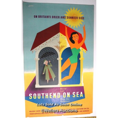 183 - Vintage British Railways double royal poster, SOUTHEND ON SEA, by Reginald Montague Lander (1913-198... 