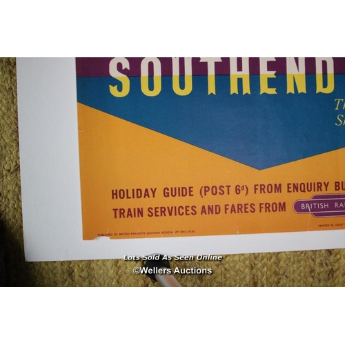 183 - Vintage British Railways double royal poster, SOUTHEND ON SEA, by Reginald Montague Lander (1913-198... 