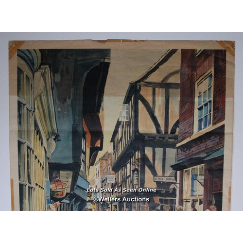 193 - Vintage British Railways poster 'York - The Shambles' by A. Carr Linfold, double royal 25 x 40 inche... 