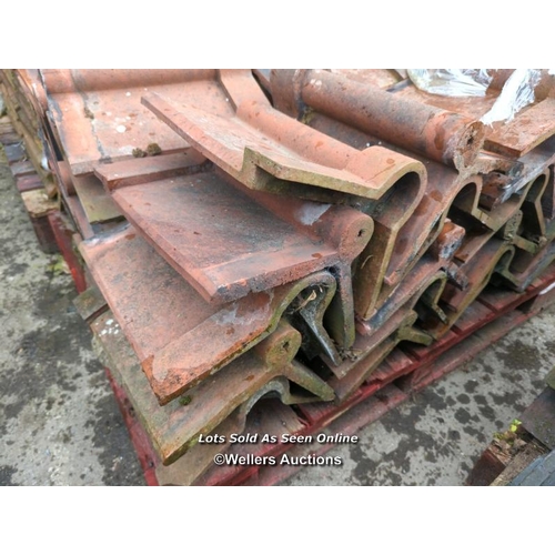 1053 - APPROX X50 RED ROLLTOP ROOF TILES, 37CM (L)