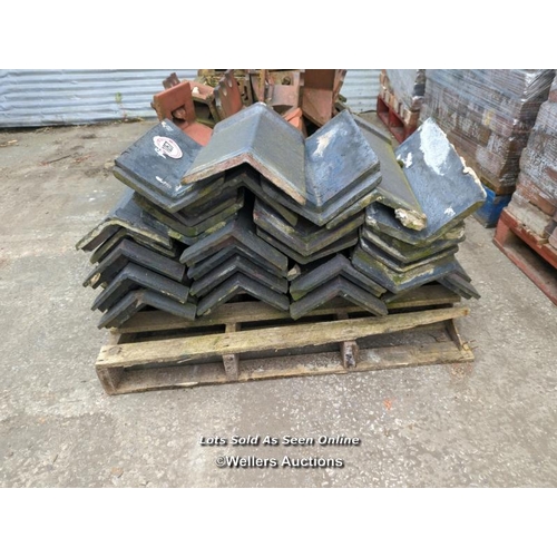 1057 - APPROX X25 BLUE ANGLED RIDGE TILES, 48CM (L)