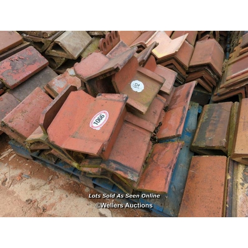 1066 - APPROX X26 DECORATIVE RED RIDGE ROOF TILES, 34CM (L)