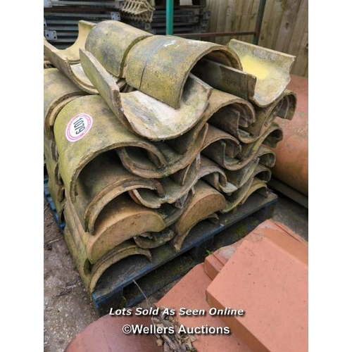 1079 - APPROX X75 YELLOW HALF ROUND ROOF TILES, 31CM (L)