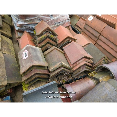 1082 - APPROX X40 ANGLED RIDGE TILES, LARGEST 37CM (L)