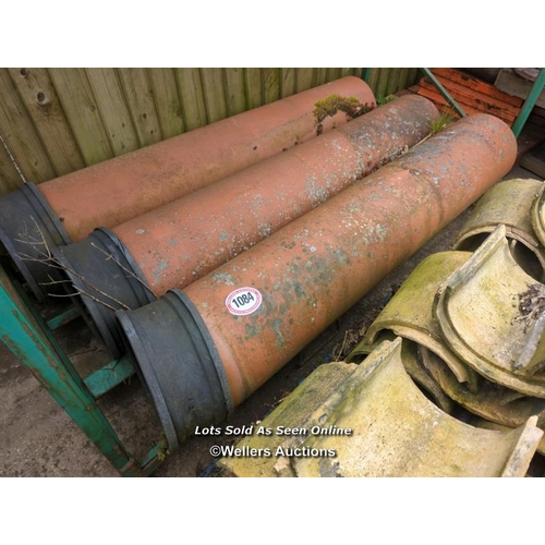 1084 - X3 LARGE TERRACOTTA PIPEWORK, EACH 185CM (L) X 38CM (DIA)