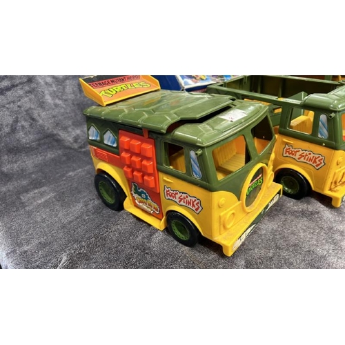 11 - Four Playmates Teenage Mutant Hero Turtles Party Wagon toys, all incomplete and playworn with one bo... 