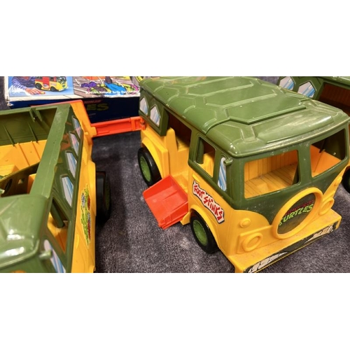 11 - Four Playmates Teenage Mutant Hero Turtles Party Wagon toys, all incomplete and playworn with one bo... 