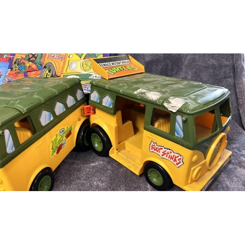 11 - Four Playmates Teenage Mutant Hero Turtles Party Wagon toys, all incomplete and playworn with one bo... 