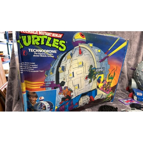 13 - Teenage Mutant Hero Turtles - Two Technodrome playsets, one boxes with accessories, both playworn an... 