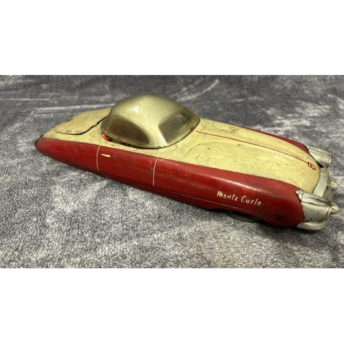 58 - A rare Mettoy Monte Carlo Tinplate Futuristic Car, in need of restoration, missing friction motor, p... 