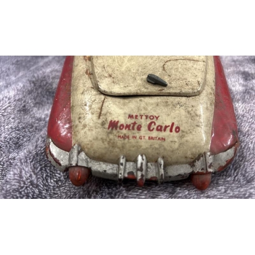 58 - A rare Mettoy Monte Carlo Tinplate Futuristic Car, in need of restoration, missing friction motor, p... 