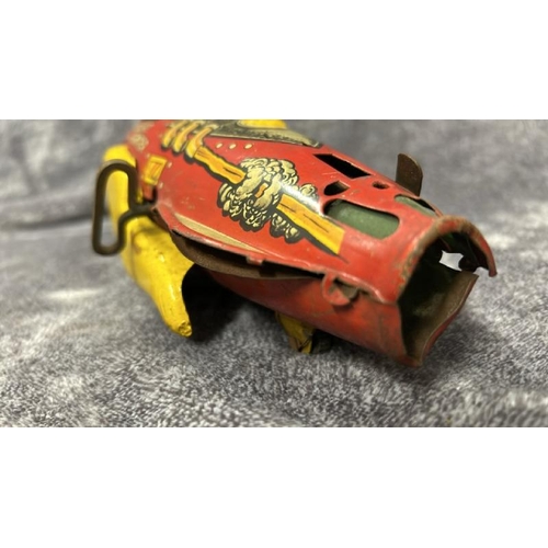 59 - A Rex Mars tinplate wind up Rocket Fighter, in need of restoration, wind up mechanism not working, a... 