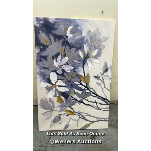 26 - ROSALIND WHEELER MAGNOLIAS YELLOW GRAY BY SHIRLEY NOVAK WRAPPED CANVAS PAINTING / SIZE: 61CM H X 91C... 