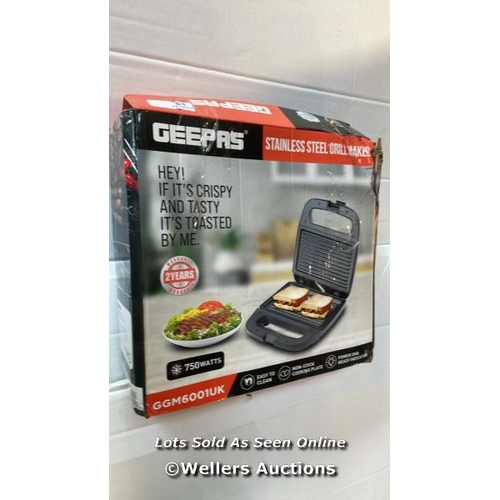 51 - GEEPAS SANDWICH MAKER WITH LID / RRP: £18.99 / APPEARS TO BE NEW, OPEN BOX / SEE IMAGES FOR DETAILS ... 