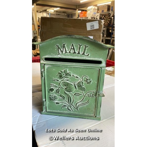 57 - LILY MANOR DELANEY WALL MOUNTED LETTER BOX / COLOUR: GREEN / RRP: �36.99 / APPEARS TO BE NEW, OPEN B... 