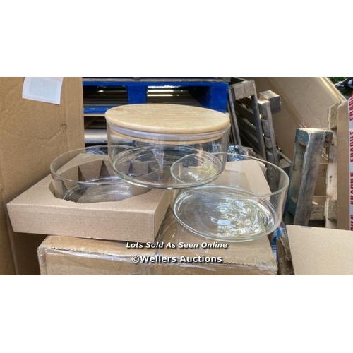 76 - AUGUST GROVE 3 TIER ROUND STACKABLE GLASS STORAGE JARS / RRP: £34.19 / APPEARS TO BE NEW, OPEN BOX /... 